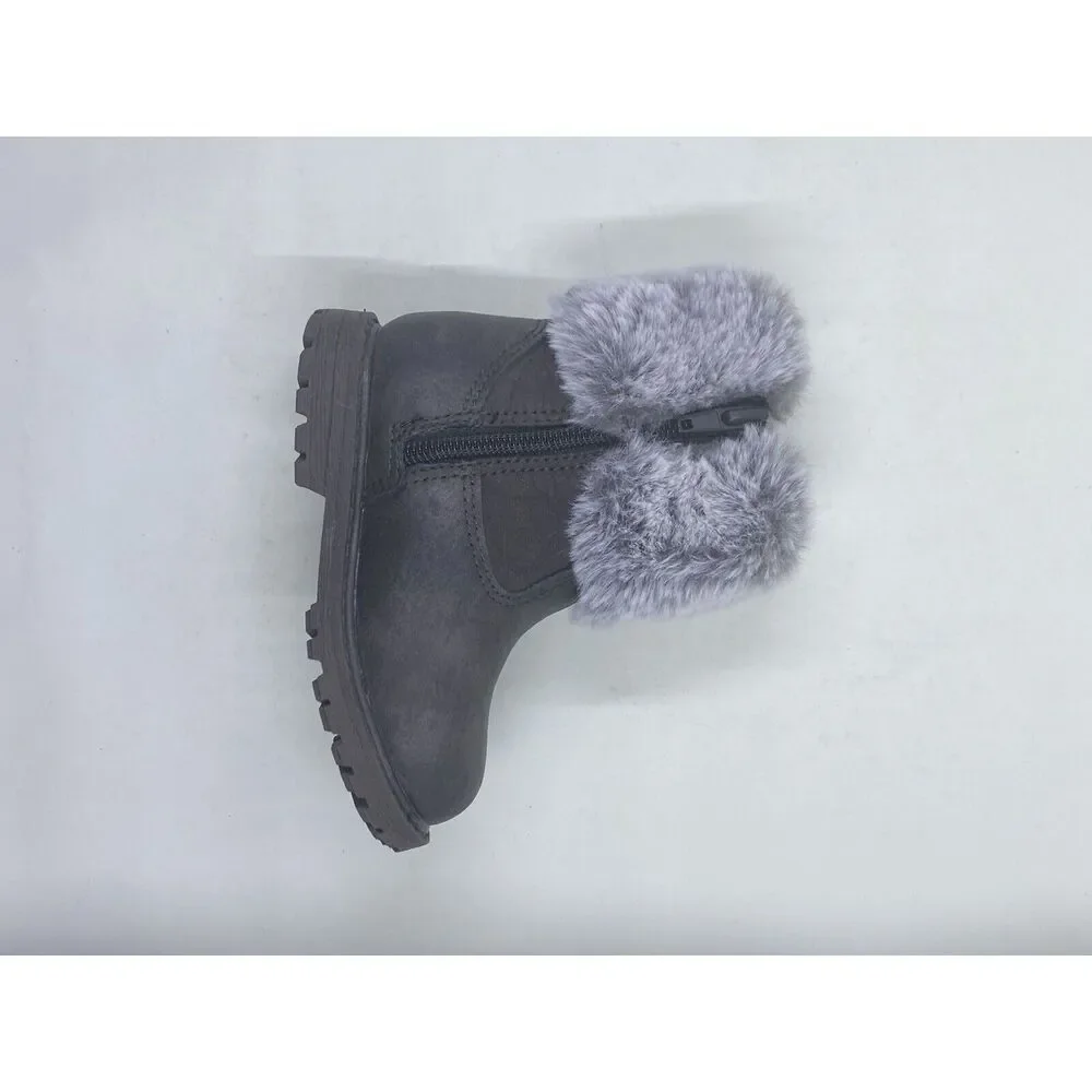 OSH KOSH-Toddler Girl Boots Size 5 toddler BROWN AND GREY FAUX FUR